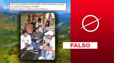 Esta imagen no muestra a Pedro Castillo y Guillermo Bermejo con narcotraficantes del VRAEM: son agricultores