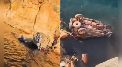 Esposos mueren tras caer con su camioneta al lago Titicaca desde un barranco de 70 metros: vehículo iba a excesiva velocidad