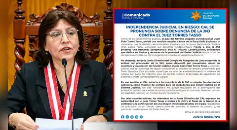 CAL rechaza denuncia de la JNJ contra juez que repuso a Delia Espinoza: “Deben respetar las decisiones judiciales”