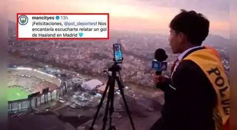 Manchester City dedica emotivo mensaje a 'Pol Deportes' y desea que narre un gol de Haaland al Real Madrid: "Nos encantaría"