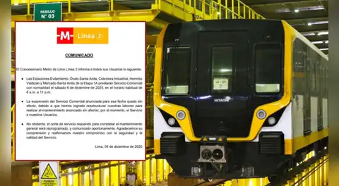 Línea 2 del Metro de Lima y Callao anuncia que operará con normalidad el 6 de diciembre tras reestructuración de mantenimiento