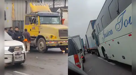 Choque entre motorizado y tráiler genera tráfico cerca a Puente Nuevo en la Panamericana Sur