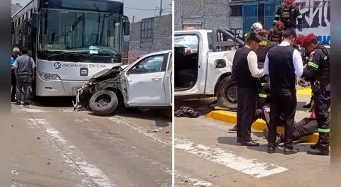 Camioneta de la Depincri de Comas impactó contra bus del Metropolitano en estación Parque del Trabajo