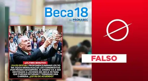 No existe proyecto ley en el Congreso que busca eliminar "S/30.000 de sueldo a congresistas y destinarlo a Beca 18"