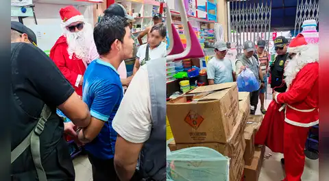Iquitos: policías con disfraces navideños decomisan productos pirotécnicos
