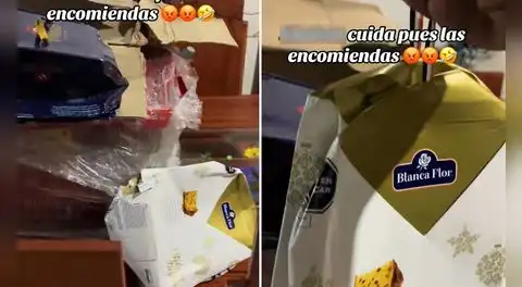 Peruana recibe panetones aplastados por encomienda y redes no perdonan: "Los recibió en PDF"