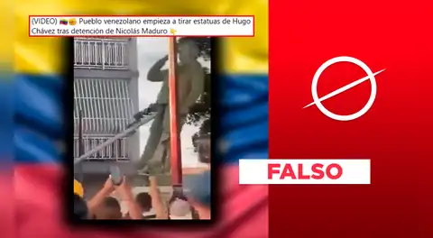 Sí derribaron estatua de Hugo Chávez en Venezuela, pero NO tras la captura de Maduro: video data del 2024