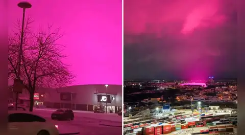 Cielo rosa sorprende a Birmingham en Inglaterra durante la tormenta invernal Goretti y causa asombro mundial