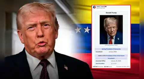 Trump se autodeclara "presidente interino de Venezuela" al publicar una imagen manipulada de su perfil de Wikipedia