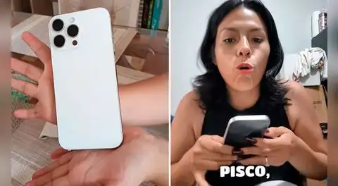 Joven muestra iPhone que ganó en rifa de tiktoker Moca, pero usuarios notan singular detalle: “¿Y la manzana?”