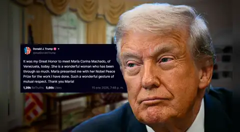 Donald Trump confirma que María Corina Machado le entregó su medalla del Premio Nobel de la Paz