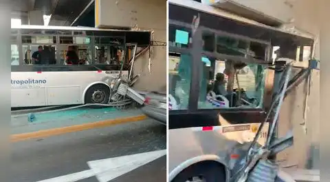 Bus del Metropolitano choca contra puente en La Victoria y genera intenso tráfico en la Vía Expresa