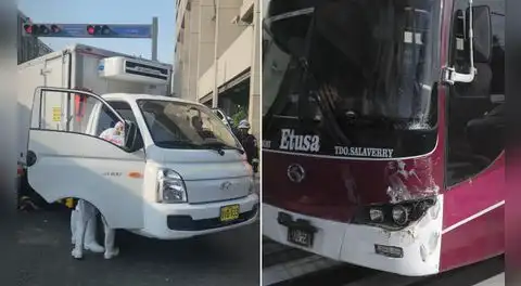 Furgoneta impacta contra bus de la línea C en la av. Abancay frente al Congreso de la República