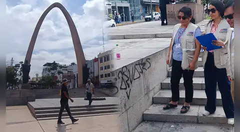 Tacna: barristas de Alianza Lima vandalizan Arco Parabólico y dejan más de 100 pintas en el centro histórico