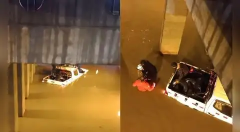 Intensas lluvias inundan bypass vehicular y generan cancelación de vuelos en Arequipa