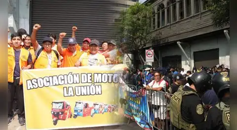 Mototaxistas se movilizan por la av. Abancay en marcha frente al Congreso ante ola de asesinatos y extorsión