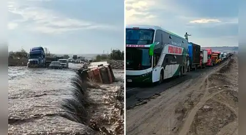 Panamericana Sur bloqueada: huaico arrastra camión y paraliza tránsito de cientos de vehículos en Ica