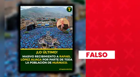 Esta no es una foto real del mitin de Rafael López Aliaga en Huanuco: fue creada con IA