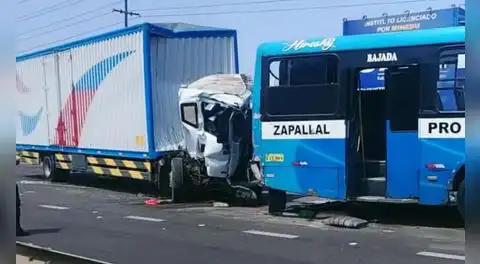 Choque entre camión de carga y bus de transporte público El Chino en la Panamericana Norte dejó un muerto