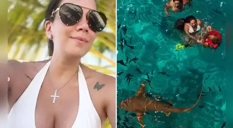 Melissa Klug sorprende al nadar rodeada de tiburones en Maldivas durante sus vacaciones: “No, qué miedo”
