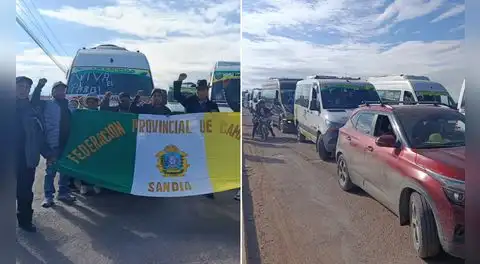 Más de 200 transportistas bloquean la vía Juliaca–Sandia y exigen mantenimiento inmediato de carreteras