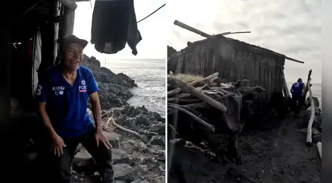 Hombre vive desde hace 26 años frente al mar en una casa que construyó con palos y materiales que dejó la marea