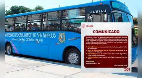 Universidad San Marcos habilita buses para postulantes que rendirán examen de admisión 2026-II ante crisis por GNV