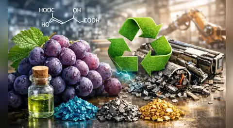 Científicos descubren que un ácido natural presente en las uvas ayuda a separar metales clave para reciclar baterías