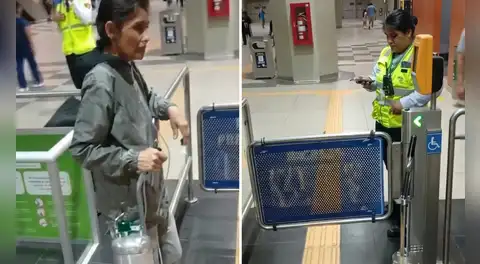Mujer con balón de oxígeno medicinal es impedida de ingresar a estación de la Línea 1 del Metro de Lima