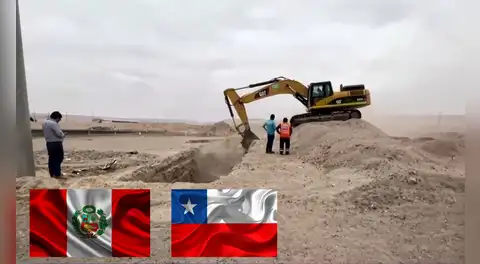 Maquinaria comienza trabajos de excavación en territorio peruano en  Tacna cerca al límite fronterizo Perú-Chile