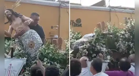 Ica: imagen de Jesús se quiebra durante procesión por Domingo de Resurrección en la Plaza de Armas