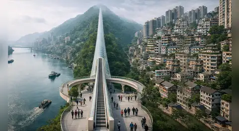 China desafía al mundo con una gigantesca escalera eléctrica de 905 metros que permite un recorrido al aire libre por 20 minutos