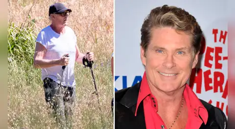Actor David Hasselhoff reaparece irreconocible, apoyado en bastón tras cirugías y preocupa a fans
