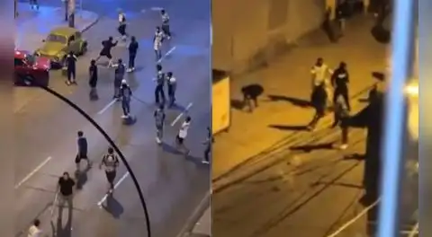 Presuntos hinchas de la "U" y Sporting Cristal protagonizan violento enfrentamiento en plena vía pública en Breña