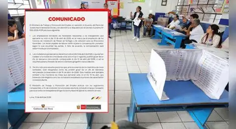 Peruanos que voten HOY, 13 de abril, podrán gozar de un día de descanso remunerado compensable, según el MTPE: conoce las condiciones