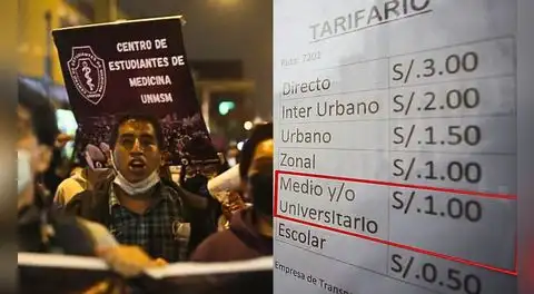 Estudiantes convocan marcha por el respeto al medio pasaje universitario tras alza de tarifas: ''Es ley, no un favor''