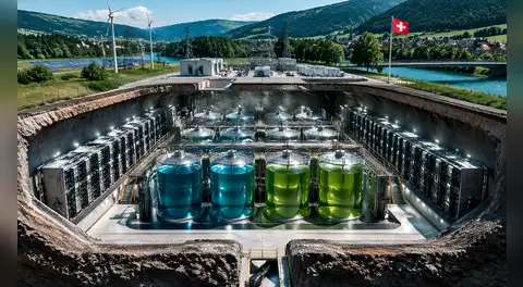 Suiza crea la batería líquida más potente del mundo para almacenar energía y estabilizar la red eléctrica de más países desde 2029