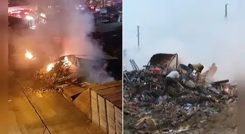 Desalojo en exteriores del mercado Tres Regiones desata incendio y violentos enfrentamientos en Puente Piedra