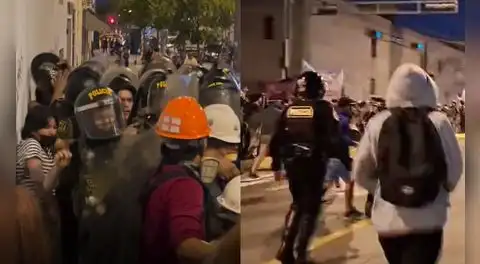 Marcha nacional por medio pasaje termina en enfrentamientos con la Policía en el Centro de Lima