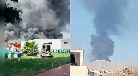 Enorme incendio consume la Escuela Técnico Superior de la Policía Nacional del Perú en Puente Piedra