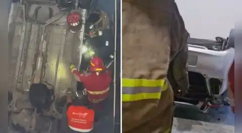 Auto cae dos pisos al interior de un elevador en Miraflores: dos personas quedaron atrapadas