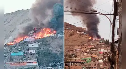 Fuerte incendio consumió al menos 10 viviendas en Independencia y deja 4 personas heridas