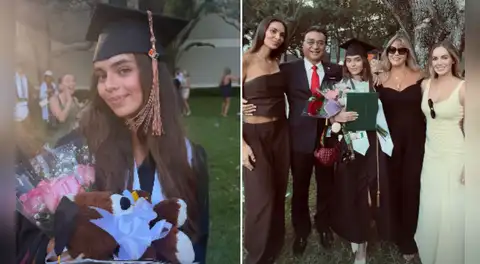 Natalie Vértiz acompaña a su hermana en emotiva ceremonia tras terminar la universidad en Estados Unidos: “Vamos, mi reina”