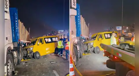 Tres fallecidos deja choque de miniván con pasajeros contra tráiler en la Panamericana Sur