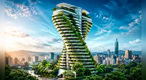 Taiwán se luce con un ícono arquitectónico en forma de ADN que ayudaría a enfriar la Tierra: une lujo, naturaleza y tecnología