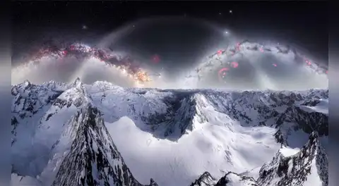 La increíble fotografía desde 4.200 metros en los Alpes que capturó un triple arco de la Vía Láctea a temperaturas bajo cero
