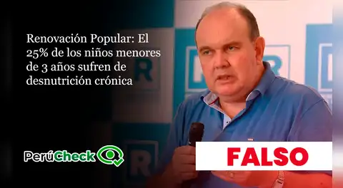 Renovación Popular afirma que la desnutrición crónica infantil alcanza al 25% de menores de 3 años, pero la cifra nacional es menor