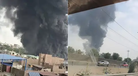 Gigantesco incendio afecta vivienda cerca de grifo en Ate Vitarte: 10 unidades atienden la emergencia