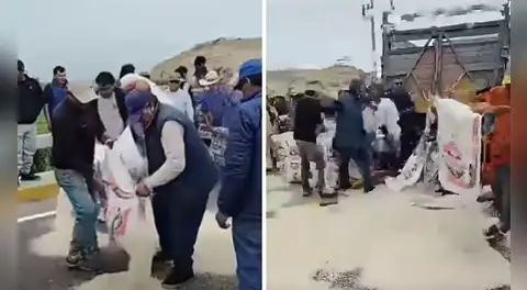 Paro agrario: arrojan sacos de arroz en plena carretera en rechazo a exceso de importaciones en Arequipa