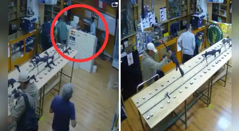Asaltan tienda de armas en Surco y roban 29 pistolas, escopetas y carabinas